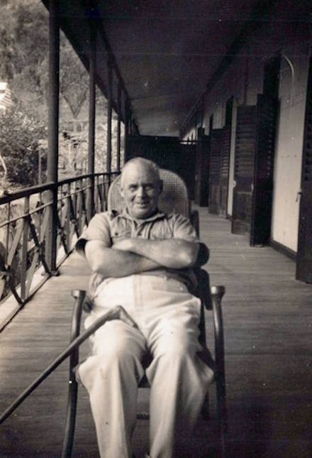 Andy Green on the veranda at The Briars, St Helena